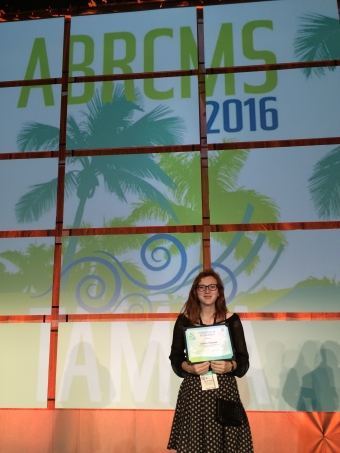 Shelby Shankel with her poster award at the 2016 ABRCMS meeting in Tampa, Florida